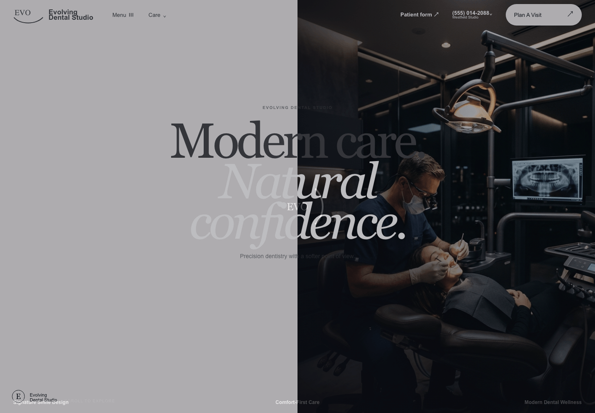 Evolving Dental Studio website template screenshot